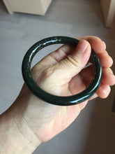 Load image into Gallery viewer, 59mm 100% Natural Dark Green/Black Meteorite Starry Night Sky Galaxy Nephrite Bangle HN179-0578