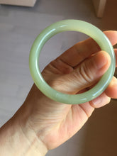 Load image into Gallery viewer, 54.5mm certified 100% Natural icy watery dark green gray nephrite bangle HN154-9685