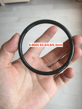 Load image into Gallery viewer, 54-64mm certified 100% Natural dark green black (青玉) slim round cut nephrite group Jade bangle HT106