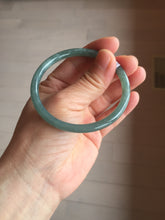 Load image into Gallery viewer, 55.7mm Certified Type A 100% Natural dark green/blue/gray Guatemala slim round cut Jadeite bangle PH174-8132