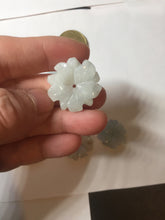 Load image into Gallery viewer, Type A 100% Natural light green/white/purple jadeite Jade flower Pendant PB47