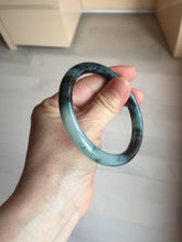 Load image into Gallery viewer, 55.5mm Certified Type A 100% Natural Dark Green Blue Gray Black Slim Moonlit Ink (水墨月色)Round Cut Jadeite Jade Bangle BS145-0747