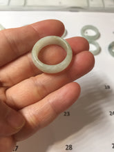 Load image into Gallery viewer, Size 6 1/2-9 100% natural type A white light green broad jadeite jade band ring PA253