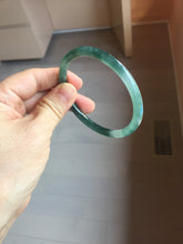 Load image into Gallery viewer, 56.3mm Certified Type A 100% Natural icy watery dark green/blue/gray/black slim Guatemala Jadeite bangle PJ155-0662