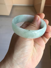 Load image into Gallery viewer, 53.1mm Certified Type A 100% Natural light green white with green floating flowers thin jadeite Jade bangle BS164-1595