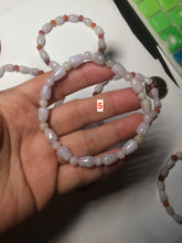 Load image into Gallery viewer, 100% natural type A light purple/white water drop/olive jadeite jade bead bracelet BK58