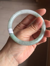 Load image into Gallery viewer, 57.5mm certified 100% natural Type A light green white round cut jadeite jade bangle PE11-3843