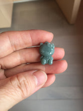 Load image into Gallery viewer, Type A 100% Natural dark green blue gray Guatemala jadeite jade cat kitty pendant PC143 Add one item