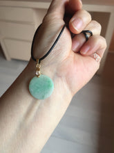 Load image into Gallery viewer, 16-19 mm Type A 100% Natural light green sunny green white Jadeite Jade Safety Guardian Button donuts Pendant group PB90