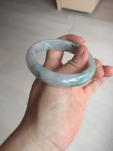 Load image into Gallery viewer, 55mm certified 100% natural icy watery light green with green floating flowers jadeite jade bangle AS88-7068