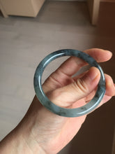 Load image into Gallery viewer, 55.4mm Certified Type A 100% Natural icy watery dark green/gray round cut Jadeite bangle AA133-6936