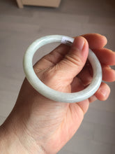 Load image into Gallery viewer, 53.5mm certified 100% natural Type A light green/white/ round cut jadeite jade bangle BS10-9563