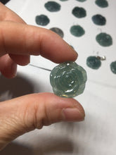 Load image into Gallery viewer, 100% Natural type A icy watery blue green gray Guatemala jadeite Rose Pendant group BP181