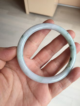 Load image into Gallery viewer, 57mm certified 100% natural type A light green/purple with green fly flowers round cut jadeite jade bangle BN59-3125