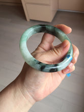 Load image into Gallery viewer, 60.3mm certified type A 100% Natural green/black Jadeite Jade bangle BM42-8565