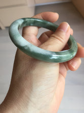 Load image into Gallery viewer, 57.6mm Certified type A 100% Natural oily dark greenwhite gray black watermelon rind (瓜油青) Jadeite bangle AZ187-1630