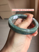 Load image into Gallery viewer, 56-58mm Certified Type A 100% Natural Dark Green Purple Gray Monet's Pond Square Jadeite Jade Bangle group GL61