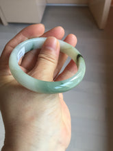 Load image into Gallery viewer, 53.9mm certified natural 100% natural Type A light green/white with green floating flowers jadeite jade bangle BP20-4999