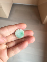 Load image into Gallery viewer, 16-19 mm Type A 100% Natural light green sunny green white Jadeite Jade Safety Guardian Button donuts Pendant group PB90