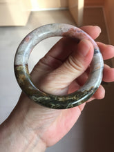 Load image into Gallery viewer, 54.2mm 100% natural pink/black/brown/yellow/black chubby round cut rose stone (Rhodonite) bangle SY132