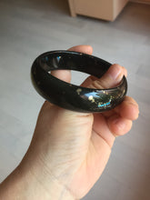 Load image into Gallery viewer, 60.3mm 100% Natural dark green/black meteorite Stellar Night sky nephrite bangle HN26-7598