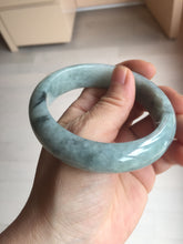 Load image into Gallery viewer, 58mm certified Type A 100% Natural light green gray chubby Jadeite Jade bangle BS115-6636