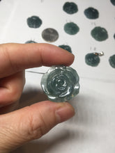 Load image into Gallery viewer, 100% Natural type A icy watery blue green gray Guatemala jadeite Rose Pendant group BP181