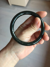 Load image into Gallery viewer, 59mm 100% Natural Dark Green/Black Meteorite Starry Night Sky Galaxy Nephrite Bangle HN179-0578