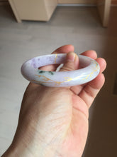 Load image into Gallery viewer, 56mm Certified 100% Natural type A green/light purple carved and golden-painted Jadeite Jade bangle PC70-(8712)