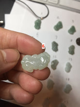 Load image into Gallery viewer, 100% natural type A icy watery jadeite jade green/white 3D PiXiu(貔貅) pendant group necklace F160