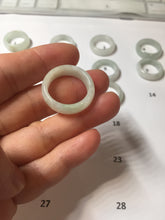 Load image into Gallery viewer, Size 6 1/2-9 100% natural type A white light green broad jadeite jade band ring PA253