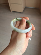Load image into Gallery viewer, 53.9mm certified natural 100% natural Type A light green/yellow with green floating flowers jadeite jade bangle PA231-4999