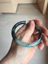Load image into Gallery viewer, 55.5mm Certified Type A 100% Natural Dark Green Blue Gray Black Slim Moonlit Ink (水墨月色)Round Cut Jadeite Jade Bangle BS145-0747