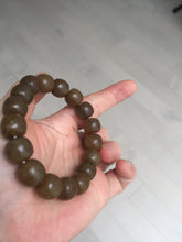 Load image into Gallery viewer, 100% Natural 12x11mm dark sugar brown black vintage style nephrite Jade bead bracelet HF82