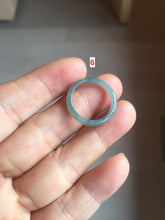 Load image into Gallery viewer, 16.7mm Size 6 1/4 100% natural type A dark green blue black gray Guatemala jadeite band ring group PE15
