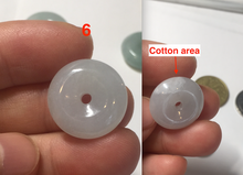 Load image into Gallery viewer, 16.2-18.8mm Type A 100% Natural icy watery light green white Jadeite Jade Safety Guardian Button donuts couple pendant PC132