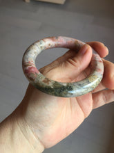 Load image into Gallery viewer, 53.3mm 100% natural pink brown black chubby round cut rose stone (Rhodonite)bangle SY121