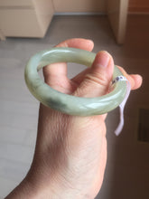 Load image into Gallery viewer, 54.2mm certified 100% Natural icy watery light beige pale pink gray white nephrite bangle HN124-1064