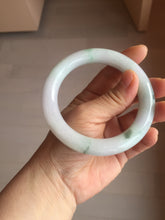 Load image into Gallery viewer, 60mm certified 100% natural light green/white/purple chubby round cut jadeite jade bangle BS40-8569