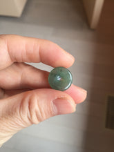 Load image into Gallery viewer, 9.5-17mm Type A 100% Natural icy watery oily dark green gray black(油青) Jadeite Jade Safety Guardian Button donuts Pendant group AU80 add on item
