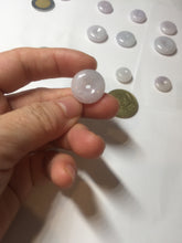Load image into Gallery viewer, 11.9-19.7mm Type A 100% Natural light purple white gary Jadeite Jade Safety Guardian Button donuts Pendant group AA69