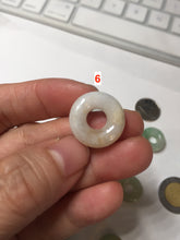 Load image into Gallery viewer, 16-19mm Type A 100% Natural icy watery sunny green white yellow Jadeite Jade safety Guardian ring bead set F134