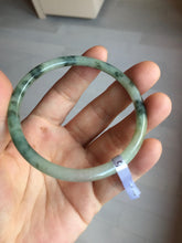Load image into Gallery viewer, 55.6mm Certified Type A 100% Natural green/black/gray/purple with dark green floating flowers slim round cut Jadeite bangle PD46-5748