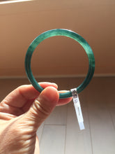 Load image into Gallery viewer, 56mm Certified Type A 100% Natural icy watery dark green/blue/gray/black slim Guatemala Jadeite bangle PJ156-0681