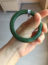 Load image into Gallery viewer, 55mm certified 100% Natural dark green/black nephrite (碧玉) bangle HT168-3-3890