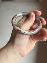 Load image into Gallery viewer, 52.8mm 100% natural fresh light pink/black round cut rose stone (Rhodonite)bangle XY104