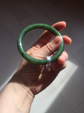 Load image into Gallery viewer, 59mm certified 100% Natural dark green black (碧玉) round cut nephrite Jade bangle HT107-1580