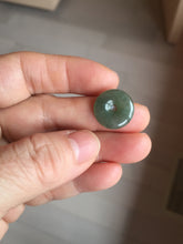 Load image into Gallery viewer, 9.5-17mm Type A 100% Natural icy watery oily dark green gray black(油青) Jadeite Jade Safety Guardian Button donuts Pendant group AU80 add on item