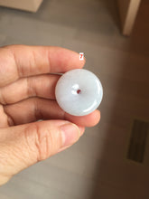 Load image into Gallery viewer, 22.3-26.6mm Type A 100% Natural light purple white Jadeite Jade Safety Guardian Button donuts Pendant BF136
