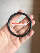 Load image into Gallery viewer, 54-64mm certified 100% Natural dark green black (青玉) slim round cut nephrite group Jade bangle HT106